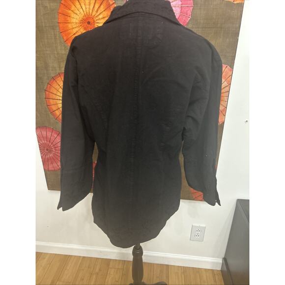 Scully Black Embroidered Western Blouse Fitted Waist 3/4 Sleeves Boho Rodeo XL - Picture 5 of 9
